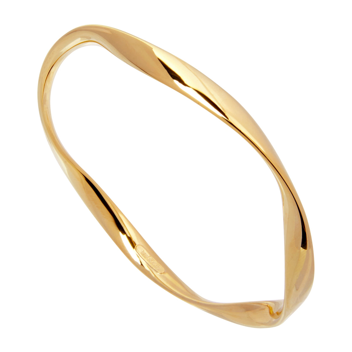Twisted Ribbon Hollow Tube Bangle - 65mm - Y/G Plated