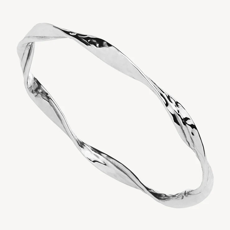 S/S Twisted and Flattened Tube Bangle - 68mm