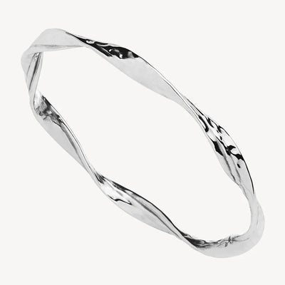 S/S Twisted and Flattened Tube Bangle - 68mm