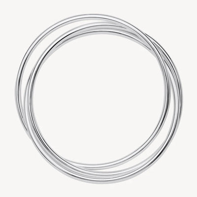 S/S 3x Hollow Round Tube Interlinked Bangles - 68mm