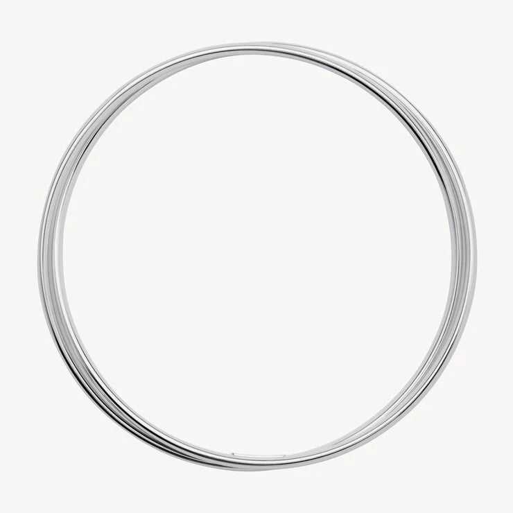 S/S 2x Hollow Round Tube Interlinked Bangles - 65mm