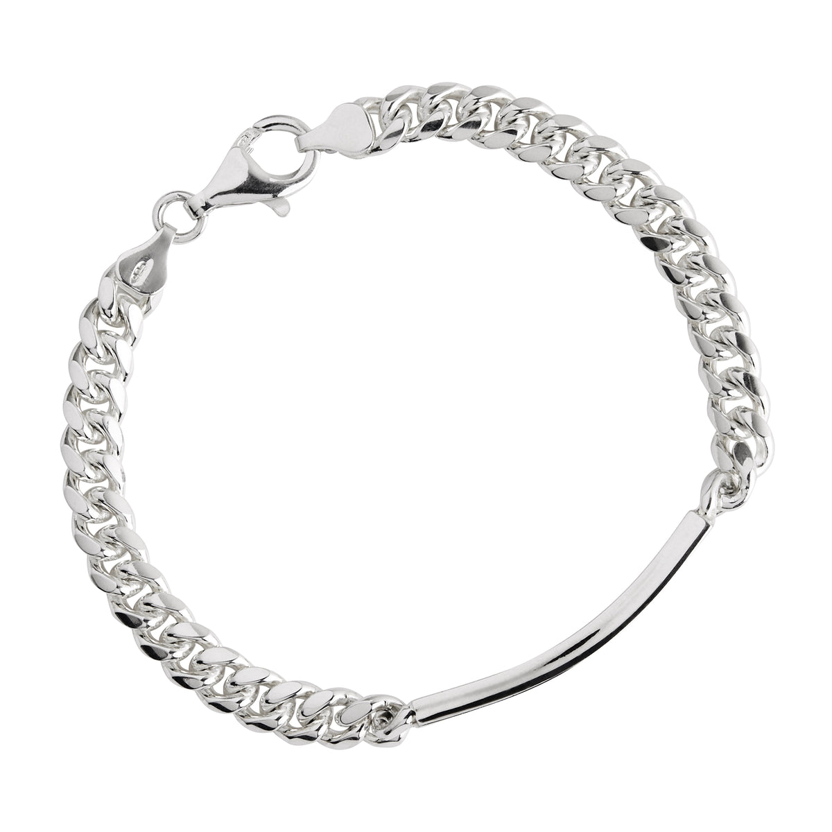 Mens S/S Cuban Chain Bracelet with ID Plate - 21cm