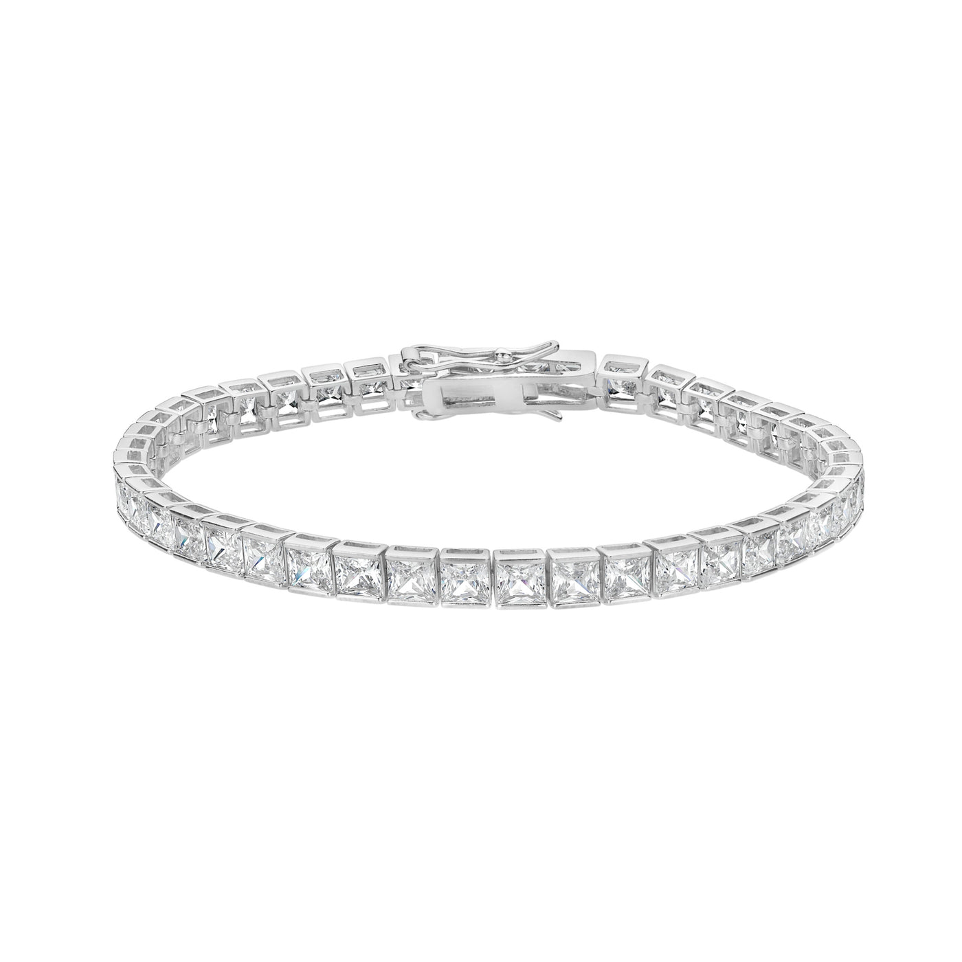 S/S C/Z Square Tennis Bracelet 19cm