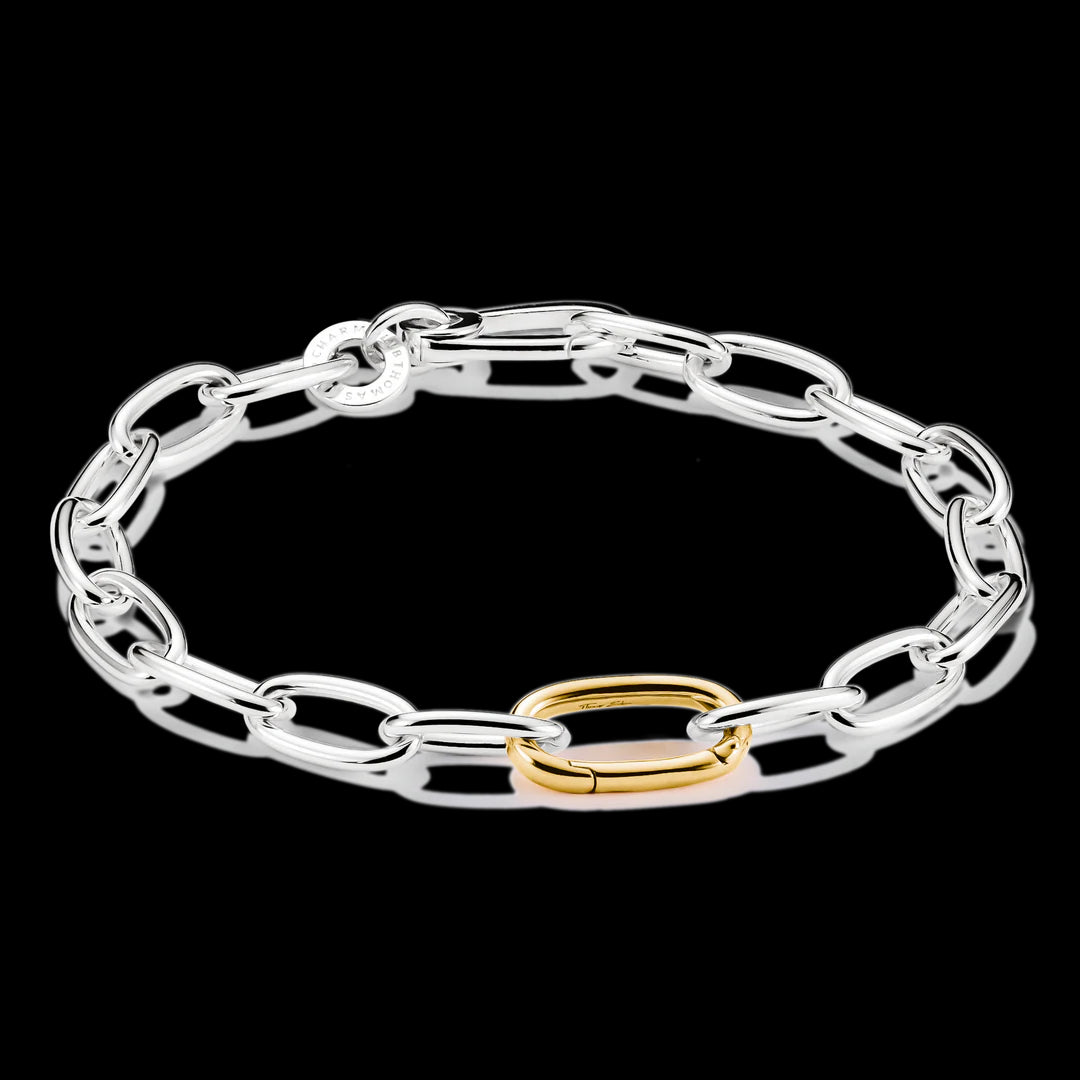 Two-Tone Charm Connect Cable Link Bracelet 19cm - Y/G Plated