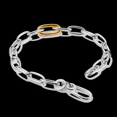 Two-Tone Charm Connect Cable Link Bracelet 19cm - Y/G Plated