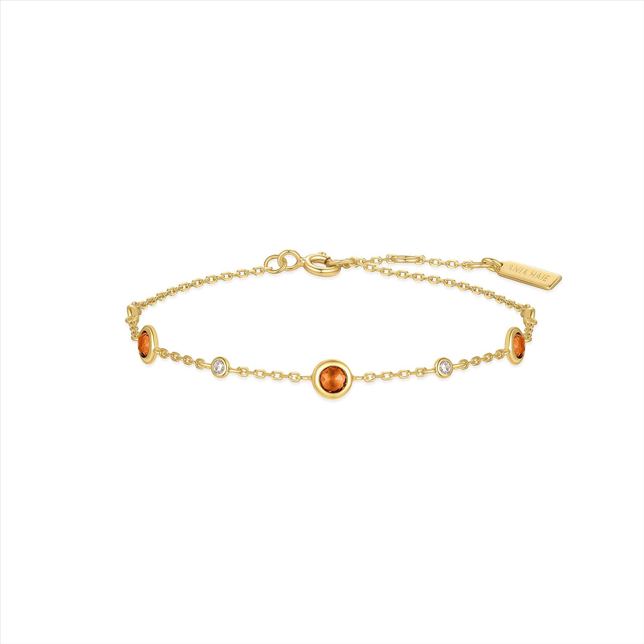 Orange Nano Gem Bracelet 16.5+2cm - Y/G Plated