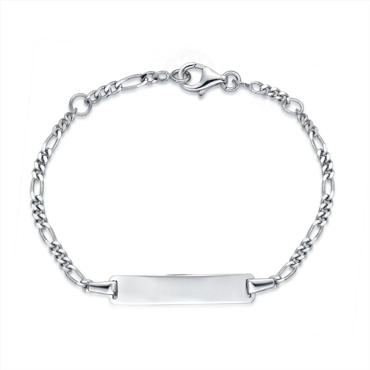 S/S Childrens Figaro Rectangle ID Plate Bracelet 16cm