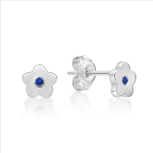 S/S FLOWER WITH BLUE C/Z STUDS