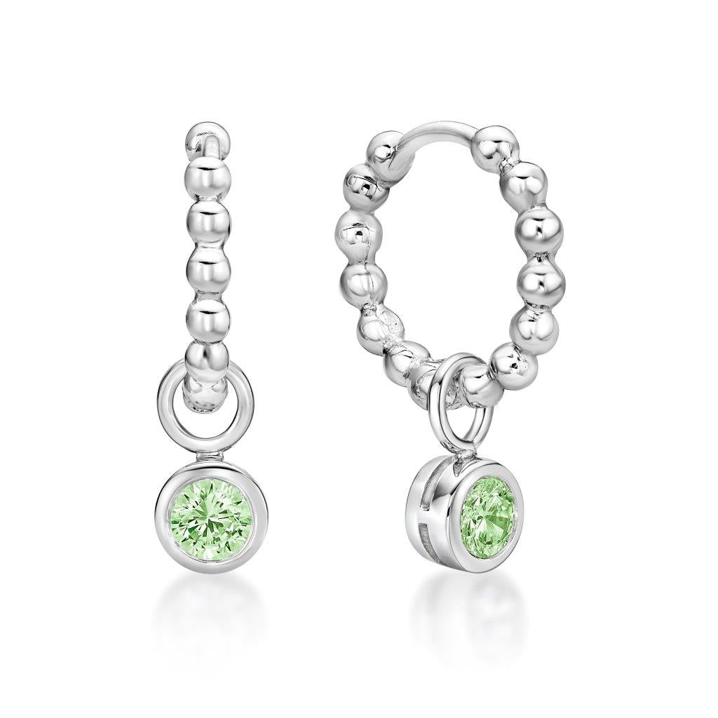 S/S AUGUST BIRTHSTONE BEZEL HUGGIES 14MM