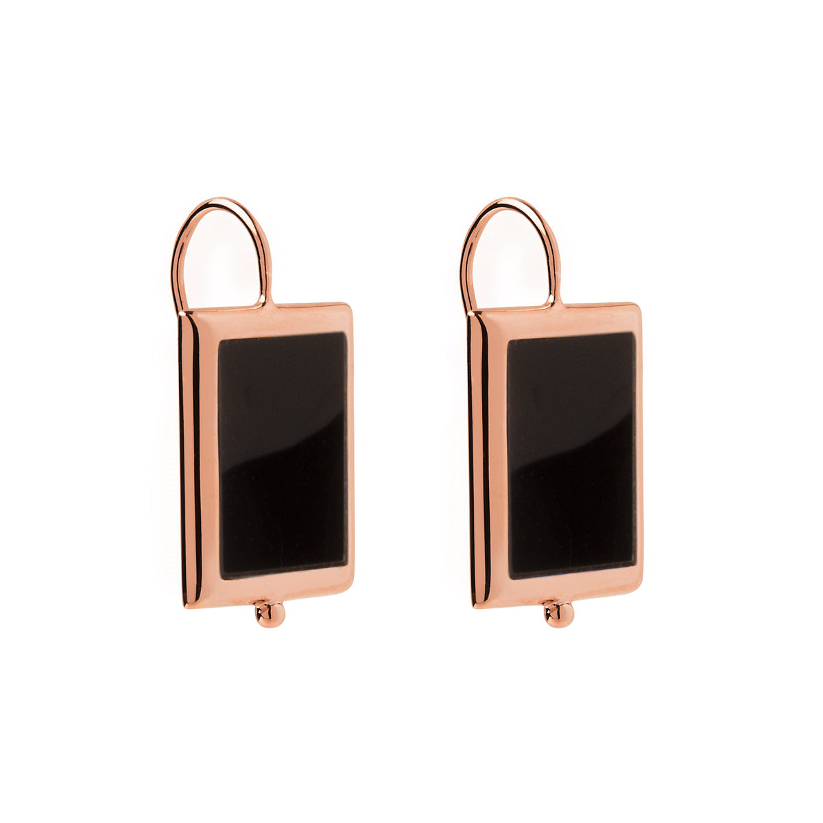 JOSEPHINE BLACK ONYX EARRINGS 14X26MM - R/G PLATED