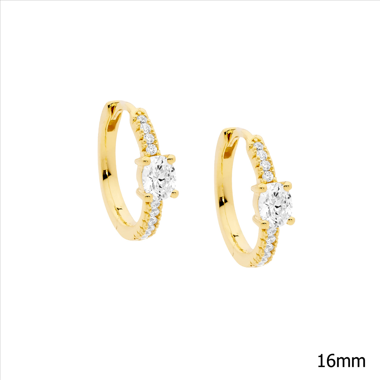 OVAL C/Z HOOP EARRINGS 16MM - Y/G PLATED