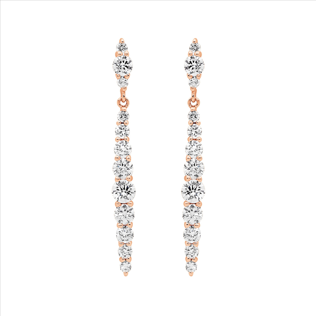GRADUAL C/Z DROP EARRINGS - R/G PLATED