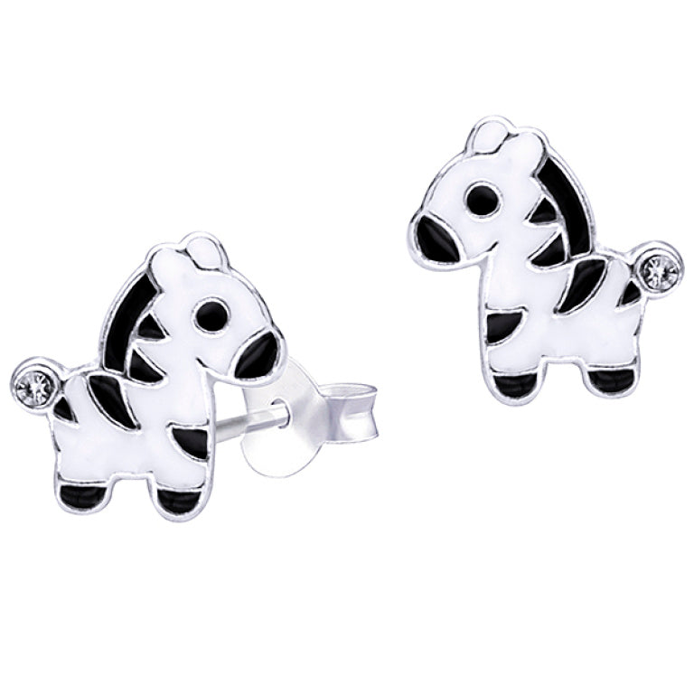 S/S ENAMEL ZEBRA WITH CRYSTAL STUDS