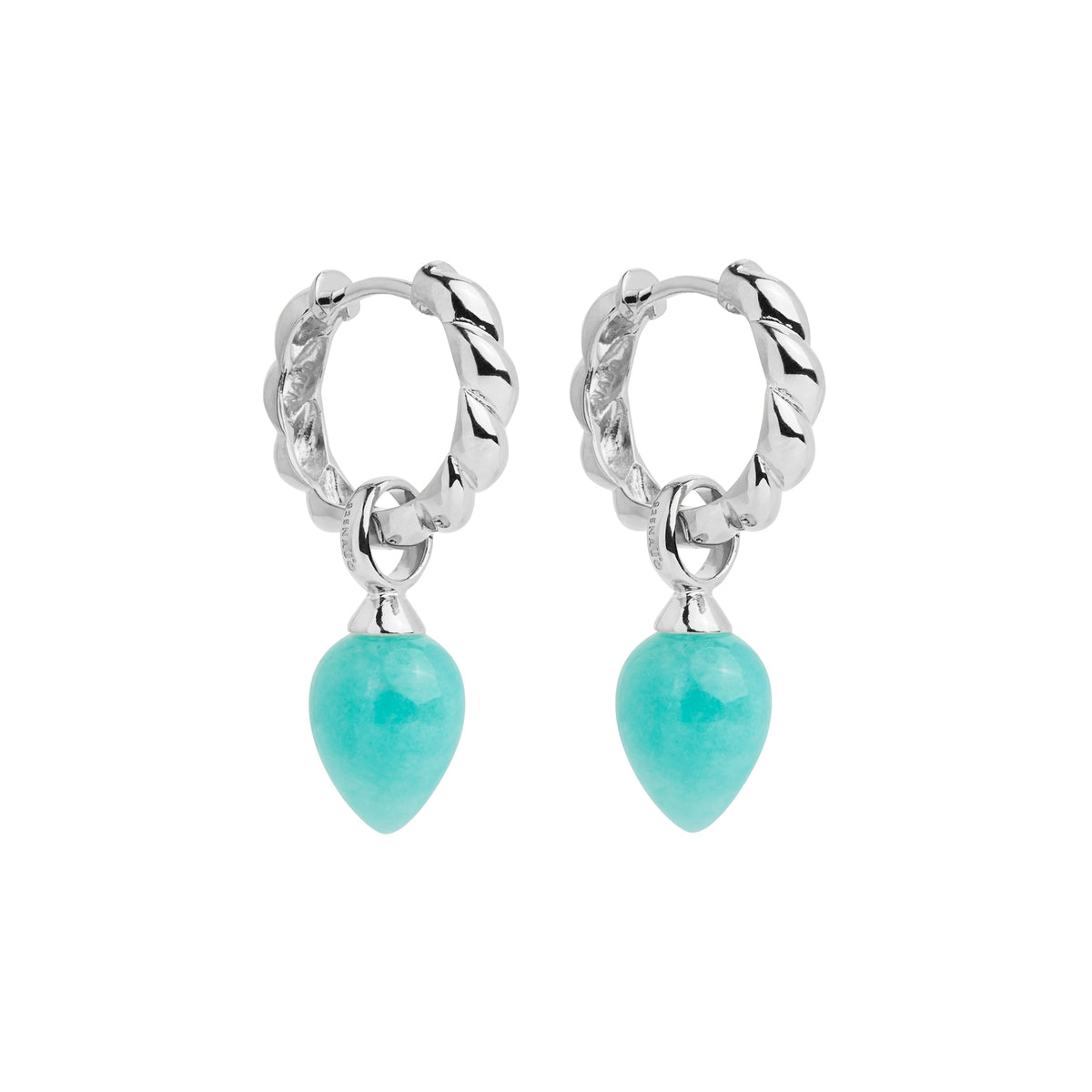 S/S HUGGIES WITH AMAZONITE DROP 16MM