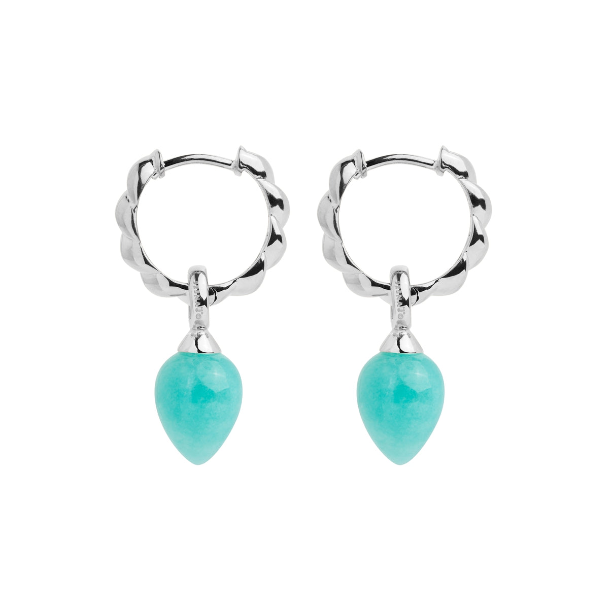 S/S HUGGIES WITH AMAZONITE DROP 16MM