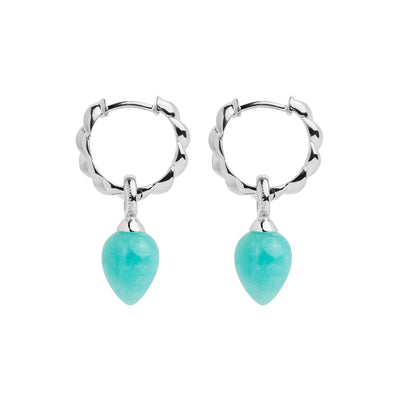 S/S HUGGIES WITH AMAZONITE DROP 16MM