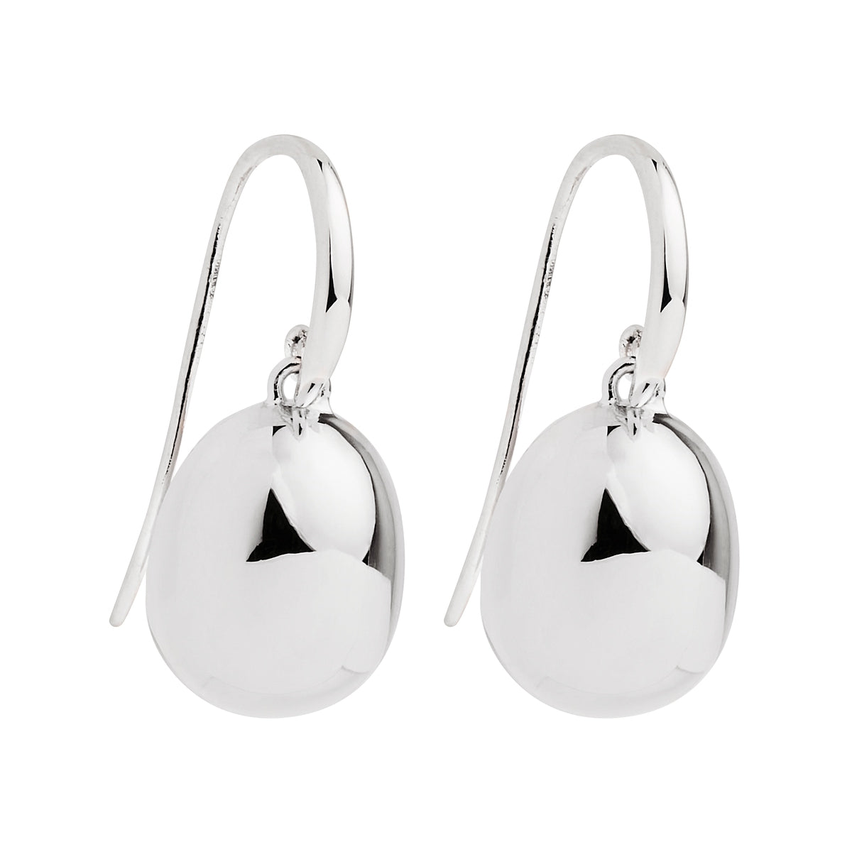 S/S SLIVER EGG ON SHEPHARD HOOK EARRINGS 31MM