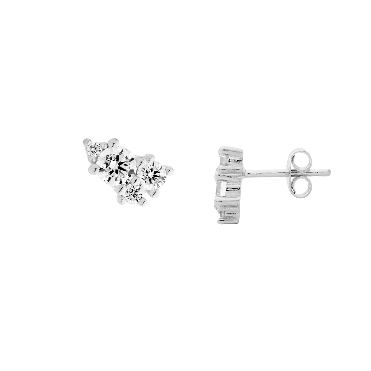 S/S MULTI SIZE C/Z CLUSTER EARRINGS