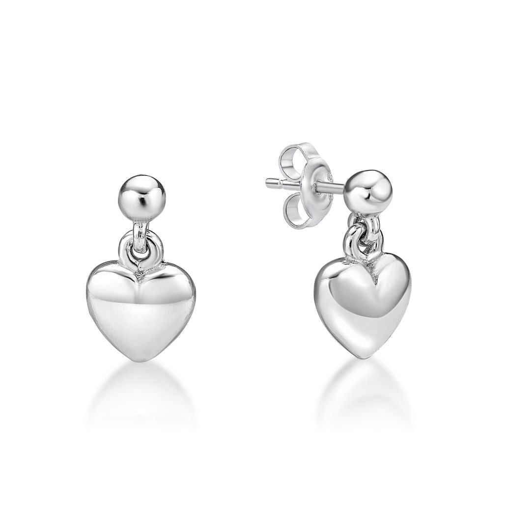 S/S Ball Studs with Heart Drop