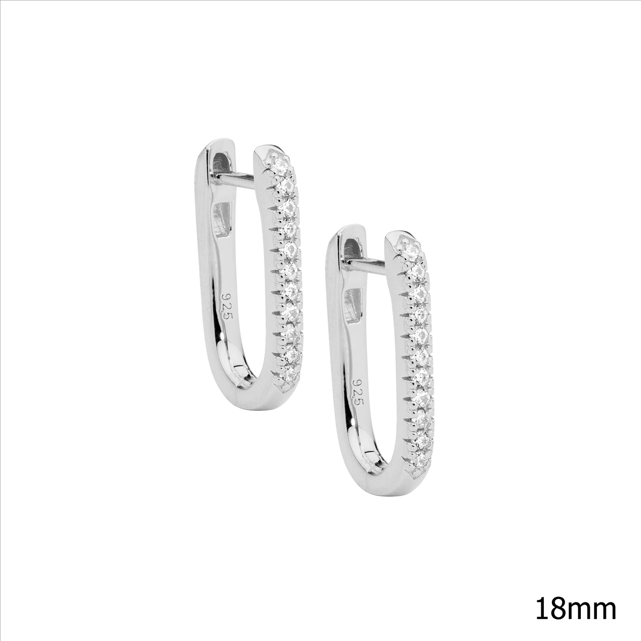 S/S OVAL HOOP C/Z EARRINGS 18MM