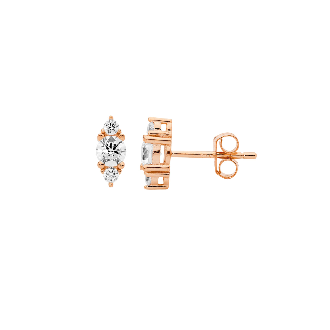 3X C/Z CLUSTER STUDS - R/G PLATED