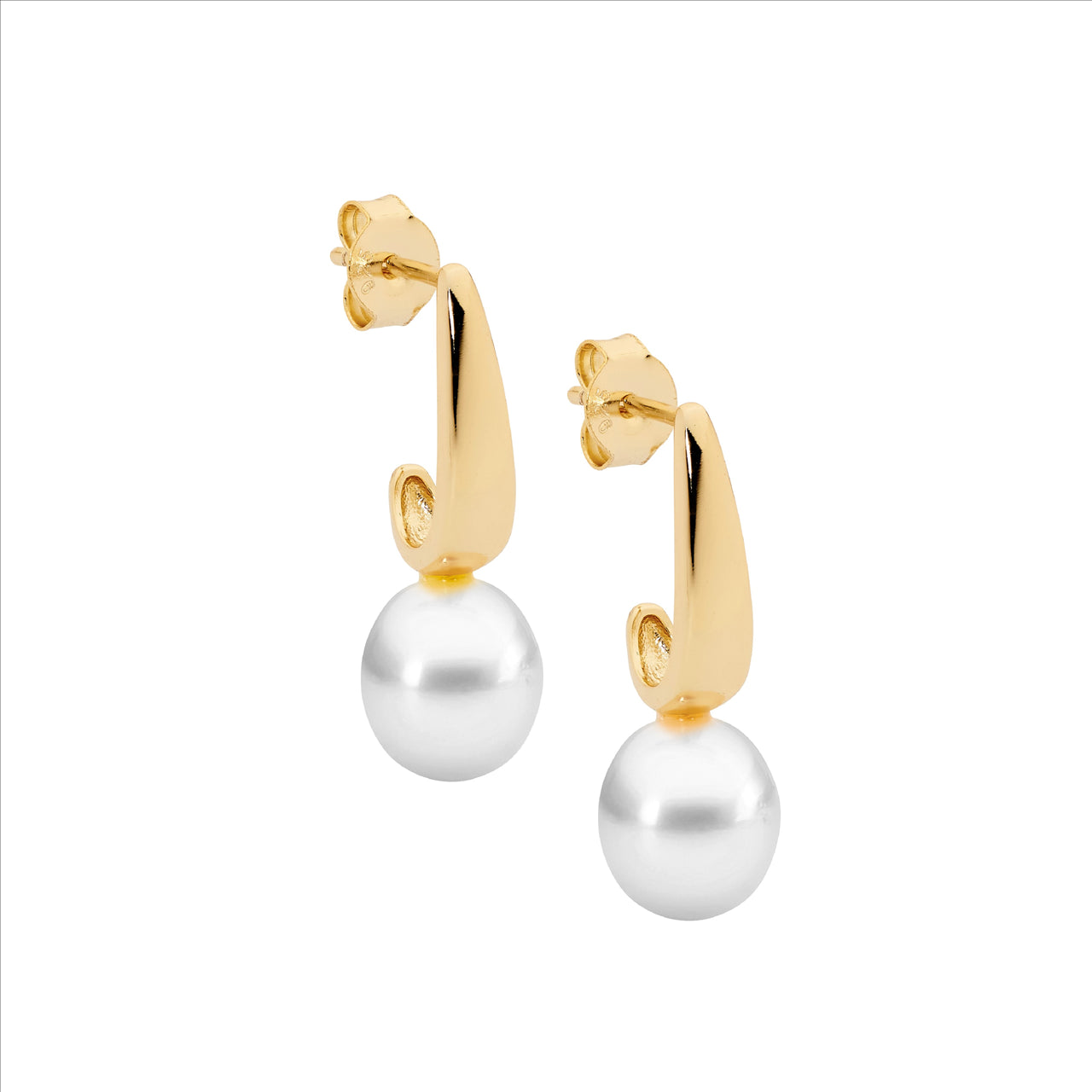 DROP EARRINGS WITH FRESHWATER PEARL - Y/G PLATED