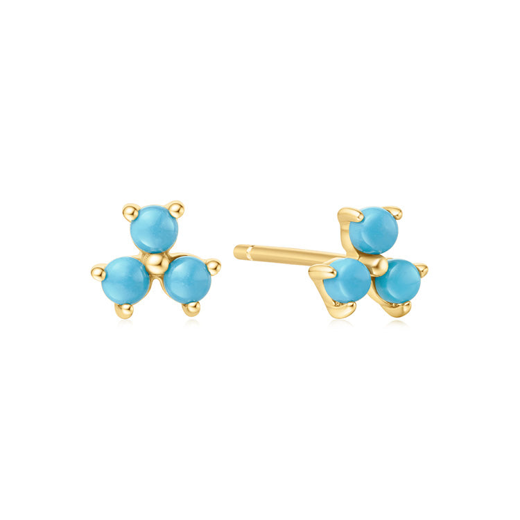 TURQUOISE LOTUS STUDS - Y/G PLATED