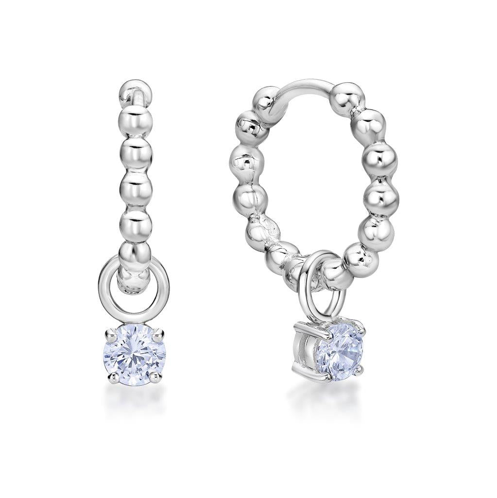 S/S JUNE BIRTHSTONE 4 CLAW HUGGIES 14MM