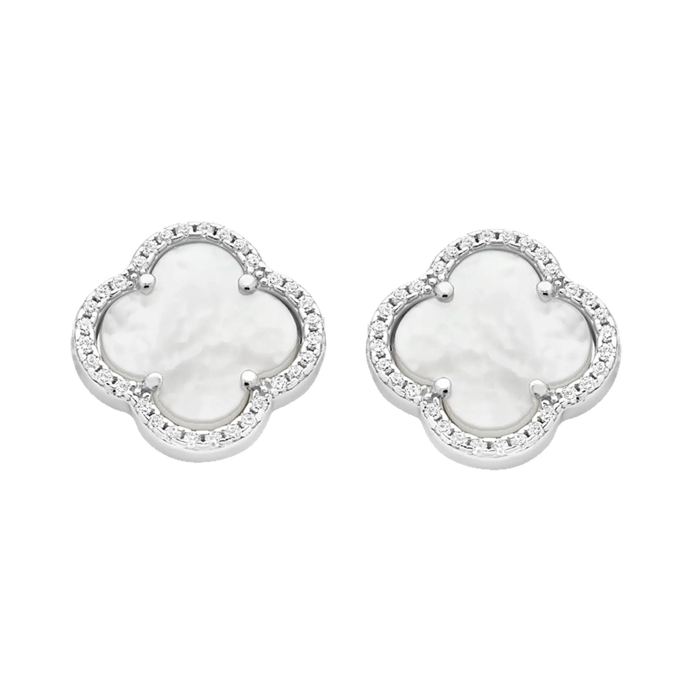 S/S C/Z MOTHER OF PEARL STUD EARRINGS