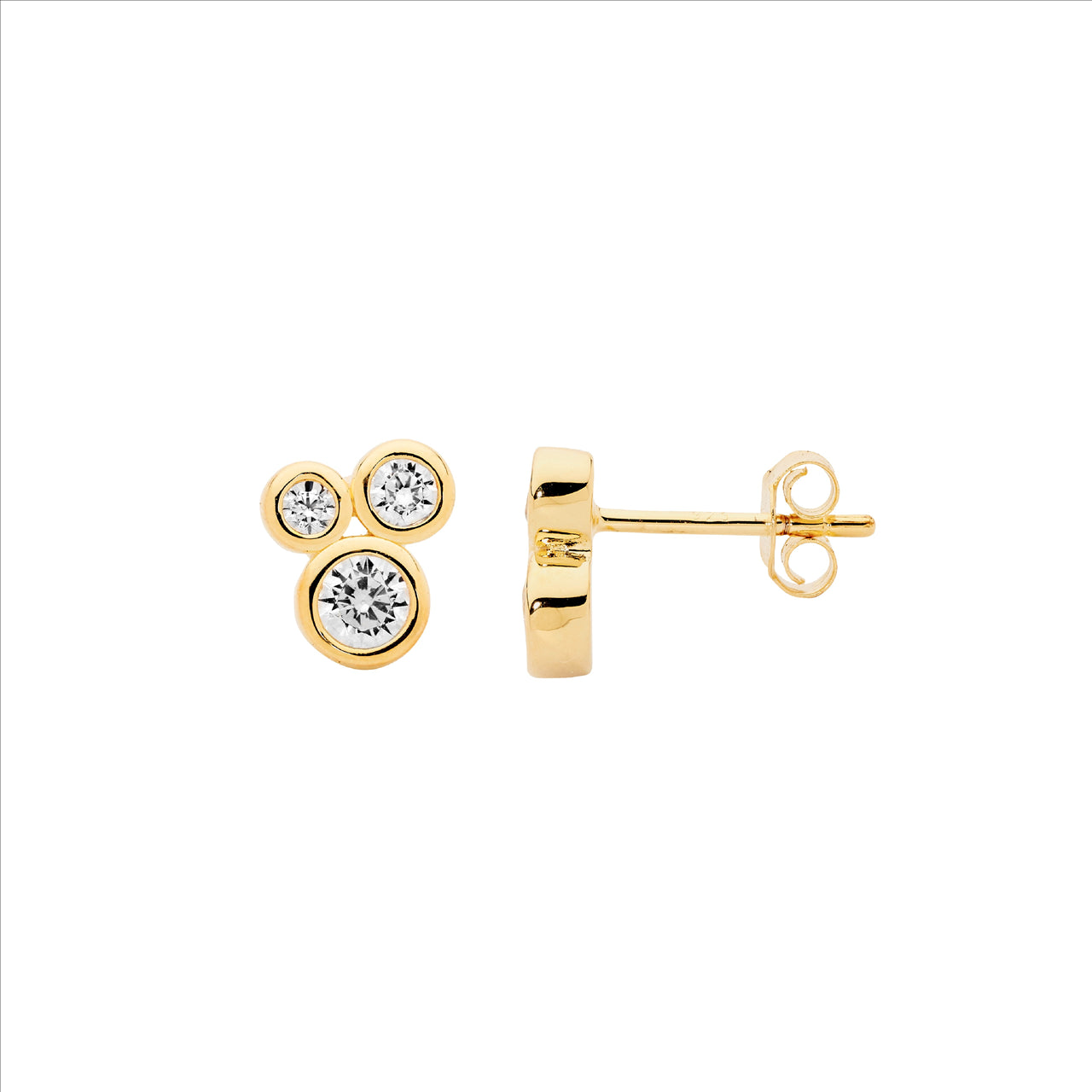 C/Z CLUSTER EARRINGS - Y/G PLATED