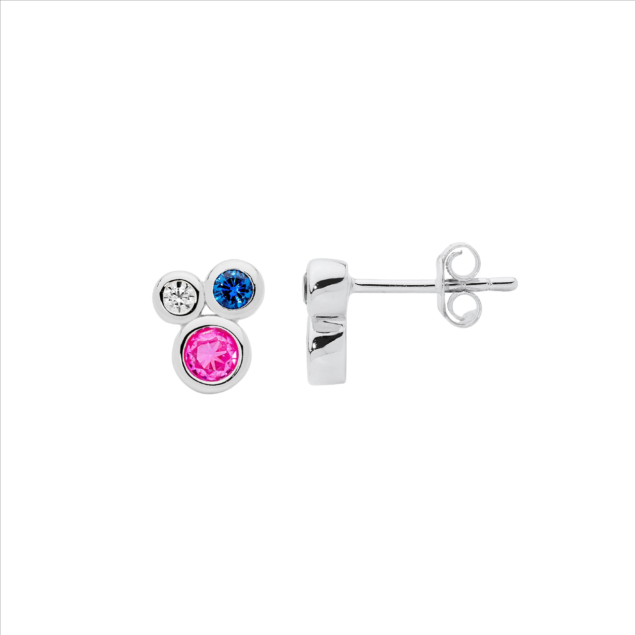 S/S MULTI COLOUR C/Z CLUSTER EARRINGS