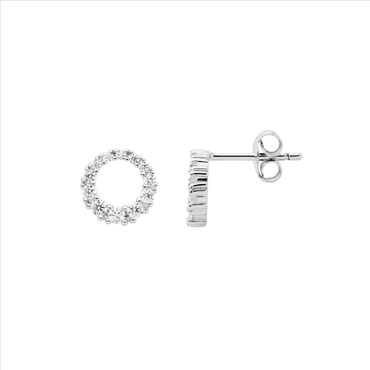S/S CIRCLE C/Z EARRINGS 9MM
