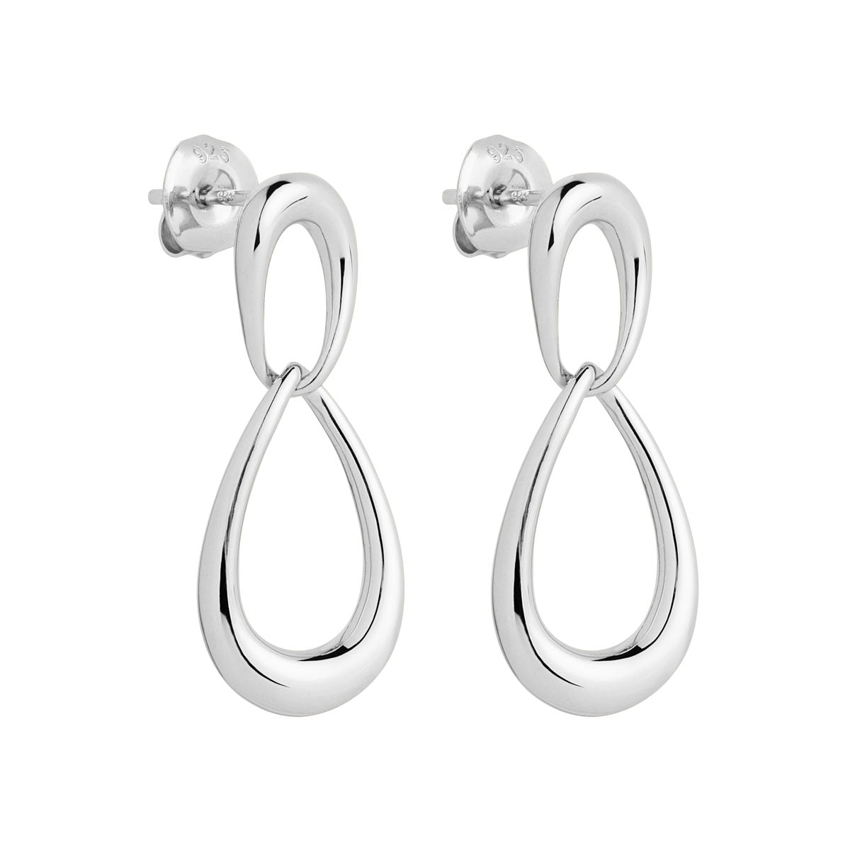S/S Interlinking Teardrop Stud Earrings