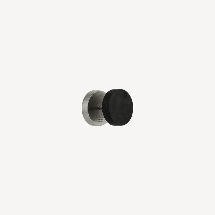 Stainless Steel and Carbon Fibre Double Sided Screw In Earring 8mm - Single Earring Only