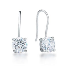 S/S Round C/Z 4 Claw Drop Earrings 8mm