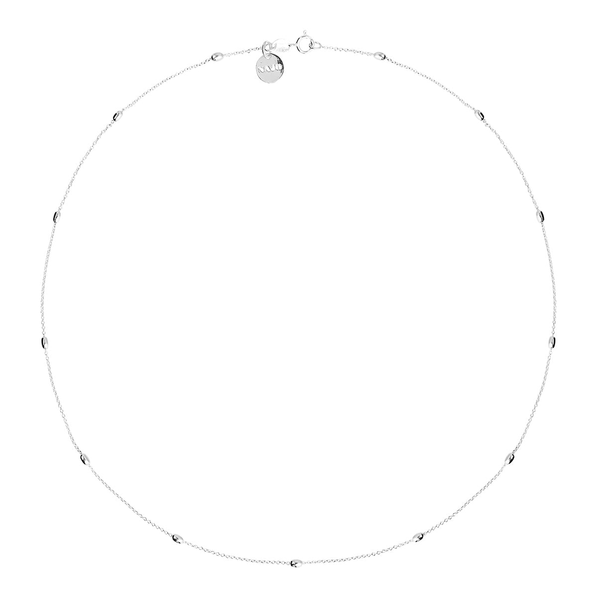 S/S CHAIN WITH OVAL BEADS 45CM