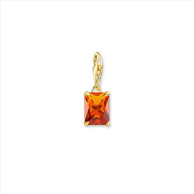 Cognac Glass Ceramic Jewel Charm - Y/G Plated