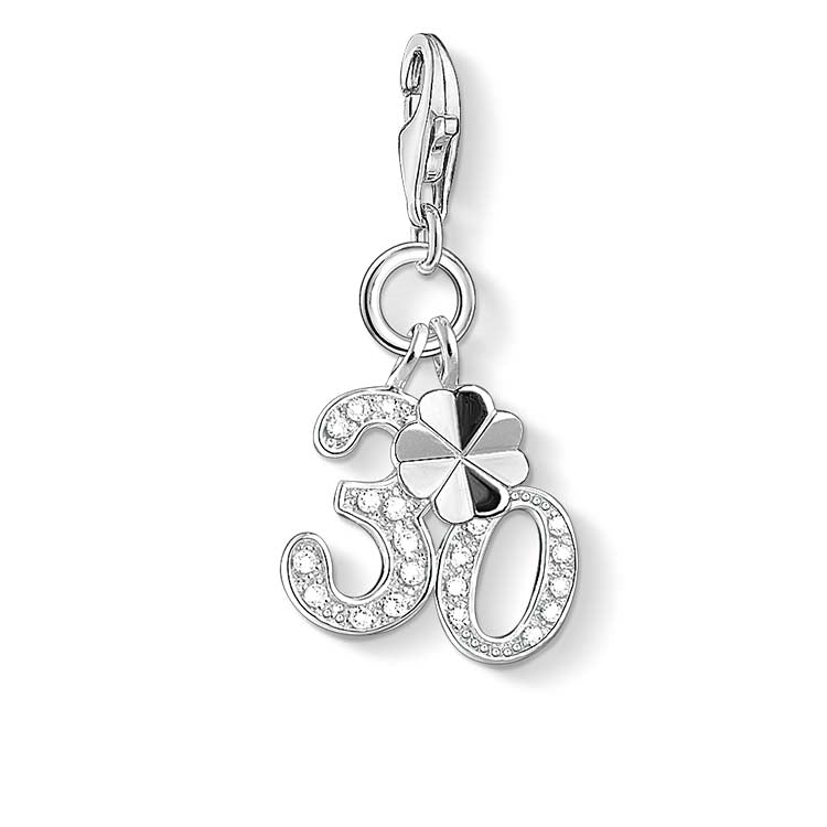 S/S '30' C/Z CHARM WITH CHAIN