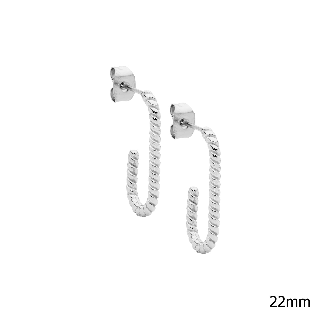 STAINLESS STEEL TWIST HOOP EARRINGS 22MM