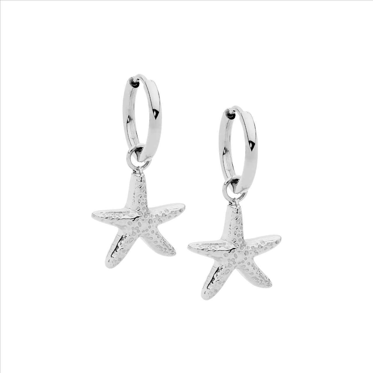 Stainless Steel Starfish Drop Hoop Earrings 11mm