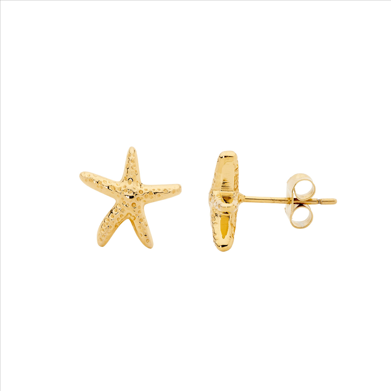 STAINLESS STEEL STARFISH STUD EARRINGS - Y/G PLATED