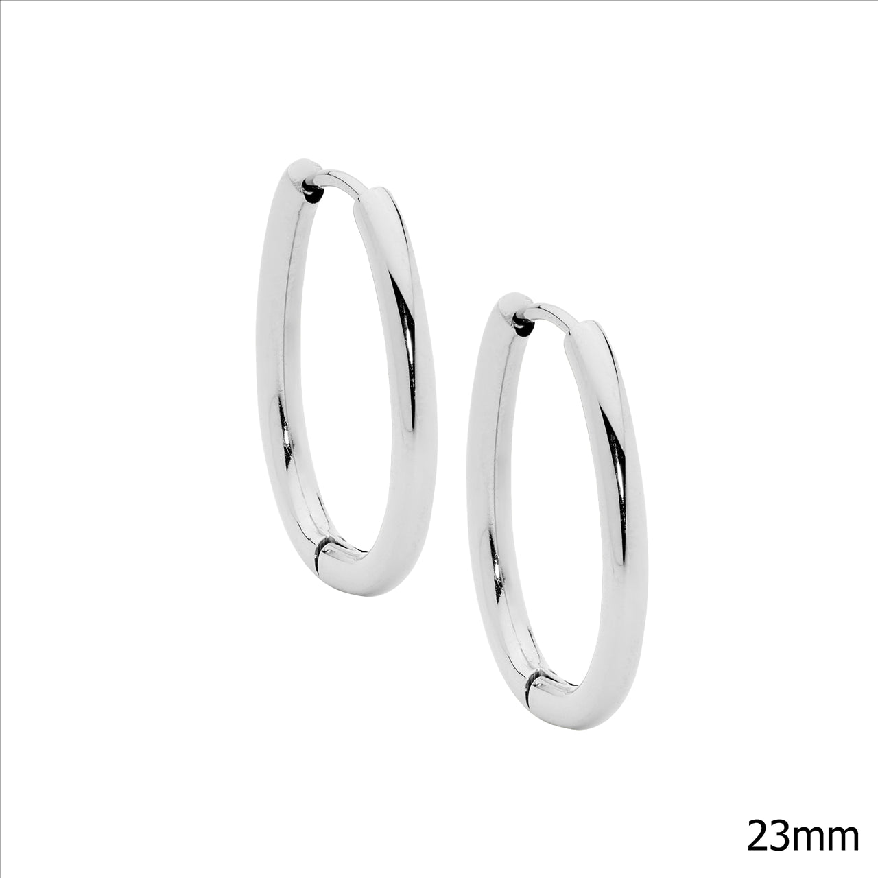 STAINLESS STEEL OVAL TUBE HOOP EARRINGS 23MM