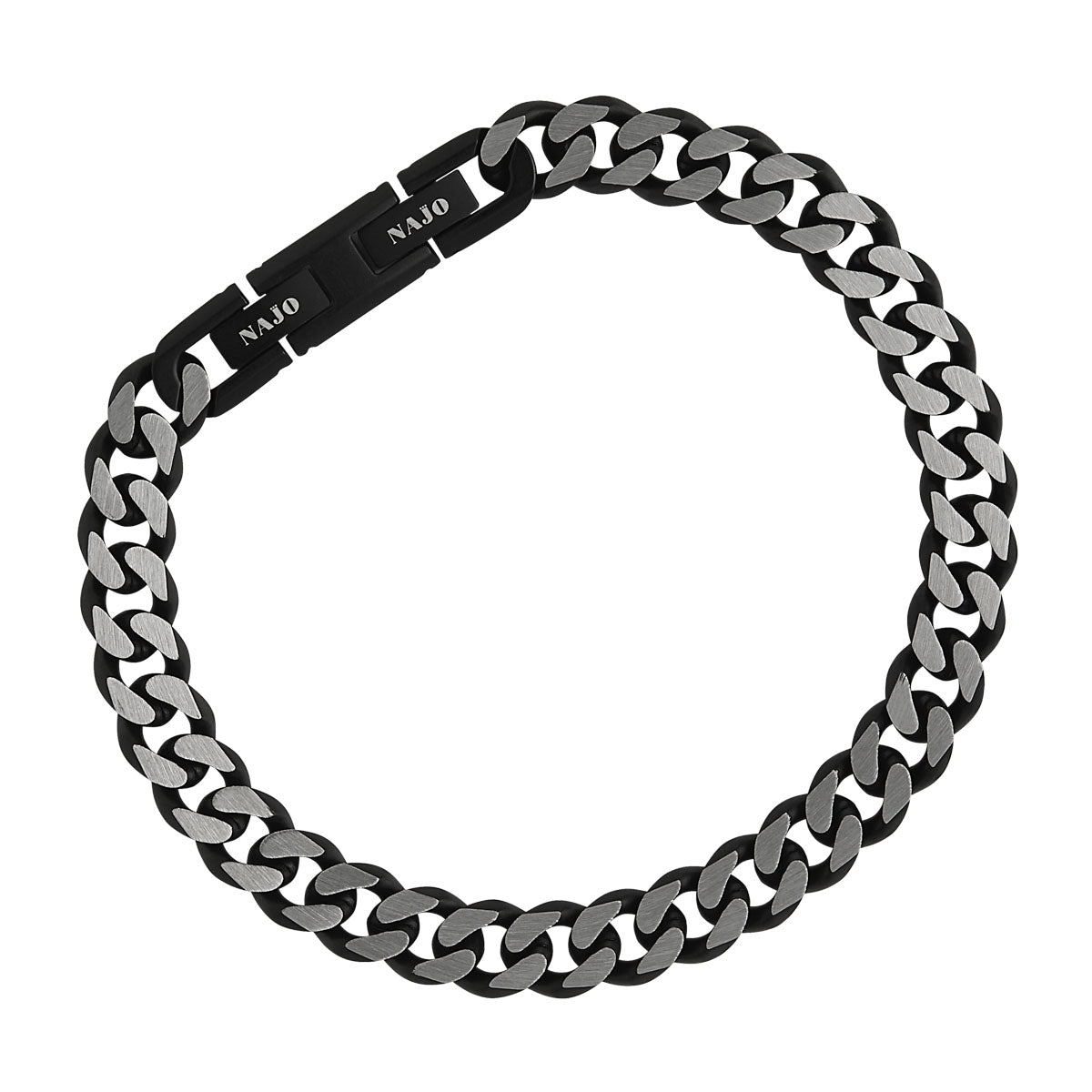Mens Black Stainless Steel Curb Bracelet - 21cm+ext